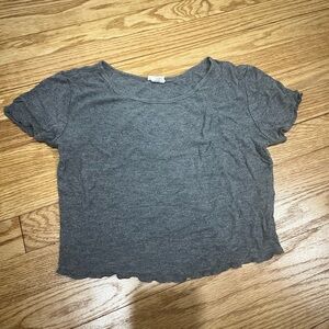 Gray Ribbed Cropped Top